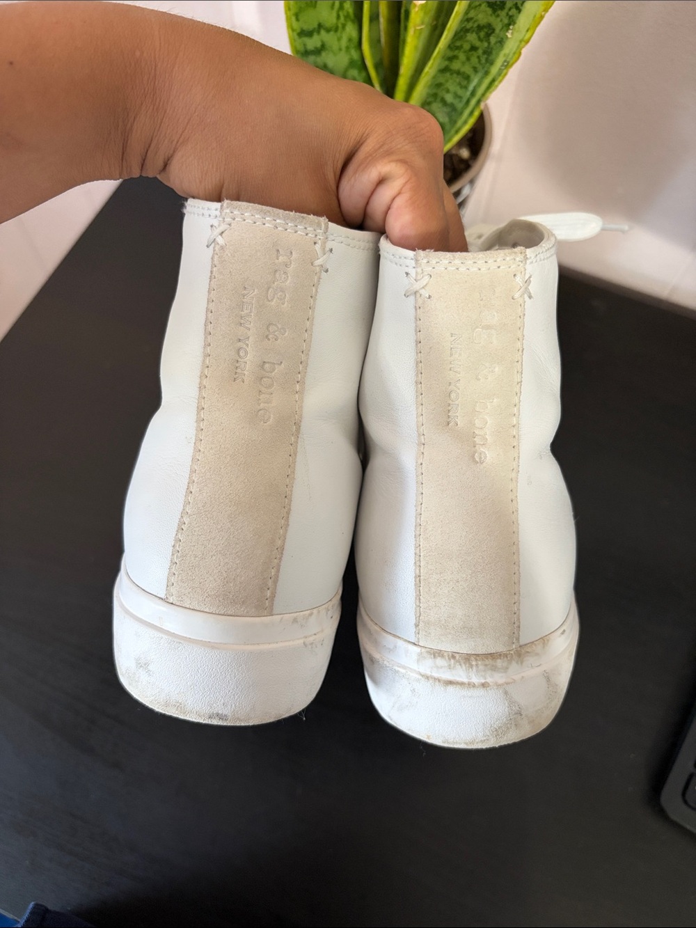 Rag & Bone White High-Top Sneakers View 3